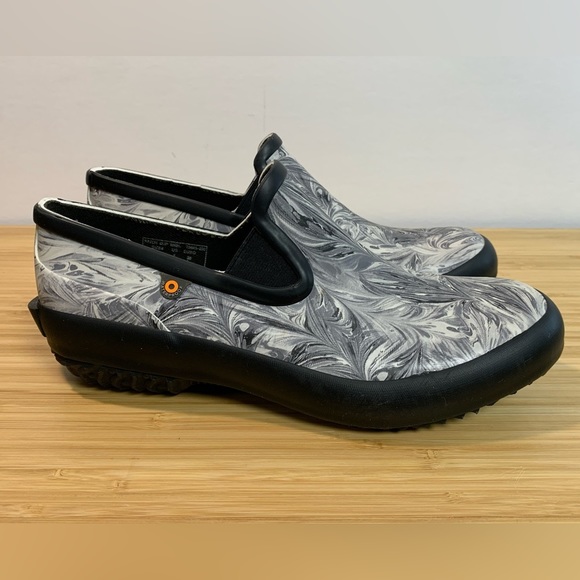 Bogs Womens 7 Patch Slip Marble Gray Black Bloom 78843-020 - Picture 6 of 6